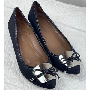 Donald J Pliner Women's Size 8 Black Wedge Heel Slip On Snake Print Leather Shoe